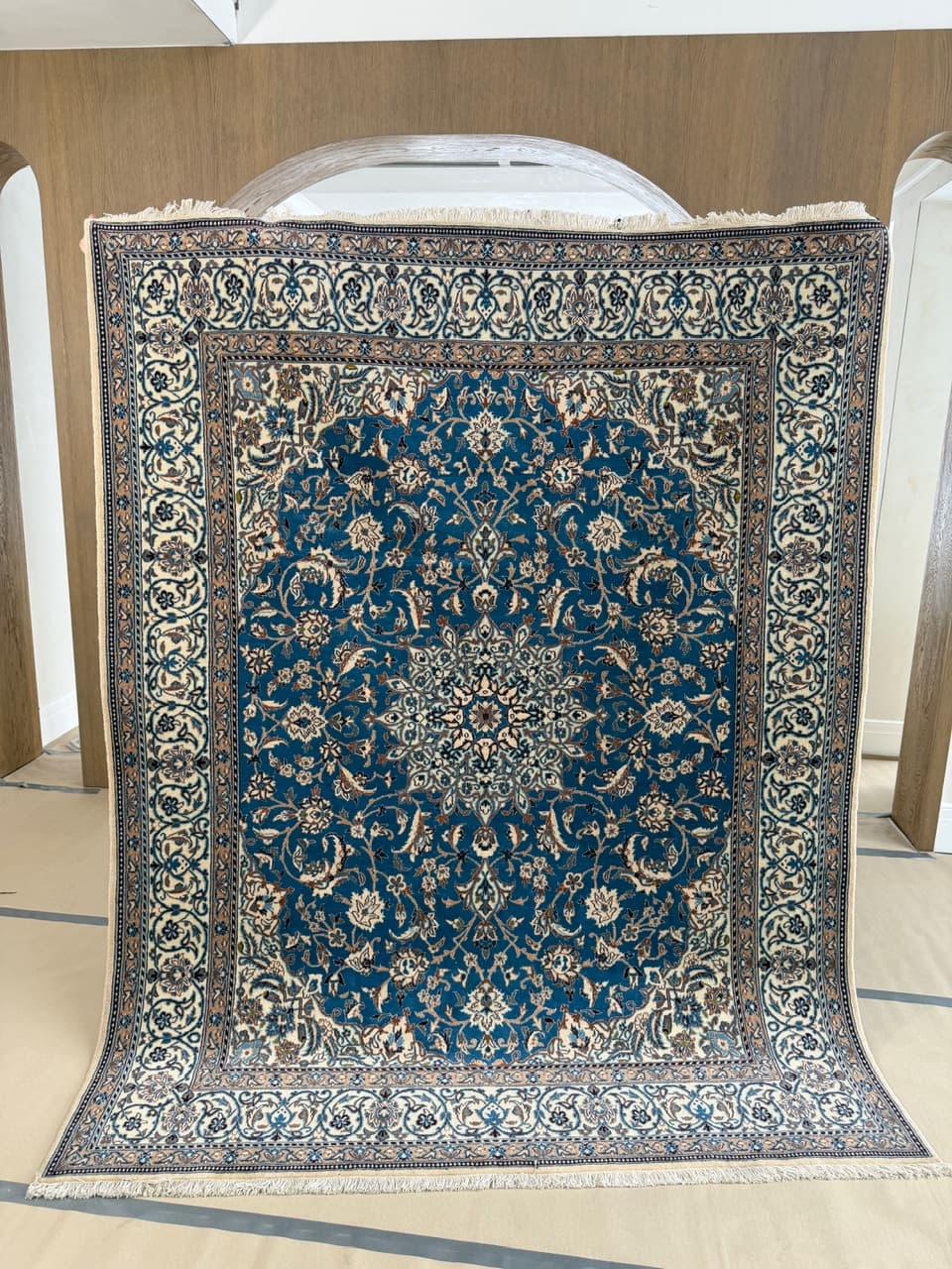 Dywan perski Nain 250x200 cm, niebieski, wełna z jedwabiem, Iran - 222611