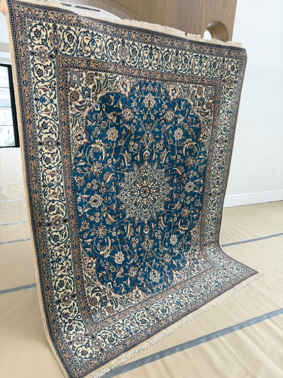 Dywan perski Nain 250x200 cm, niebieski, wełna z jedwabiem, Iran - 222617