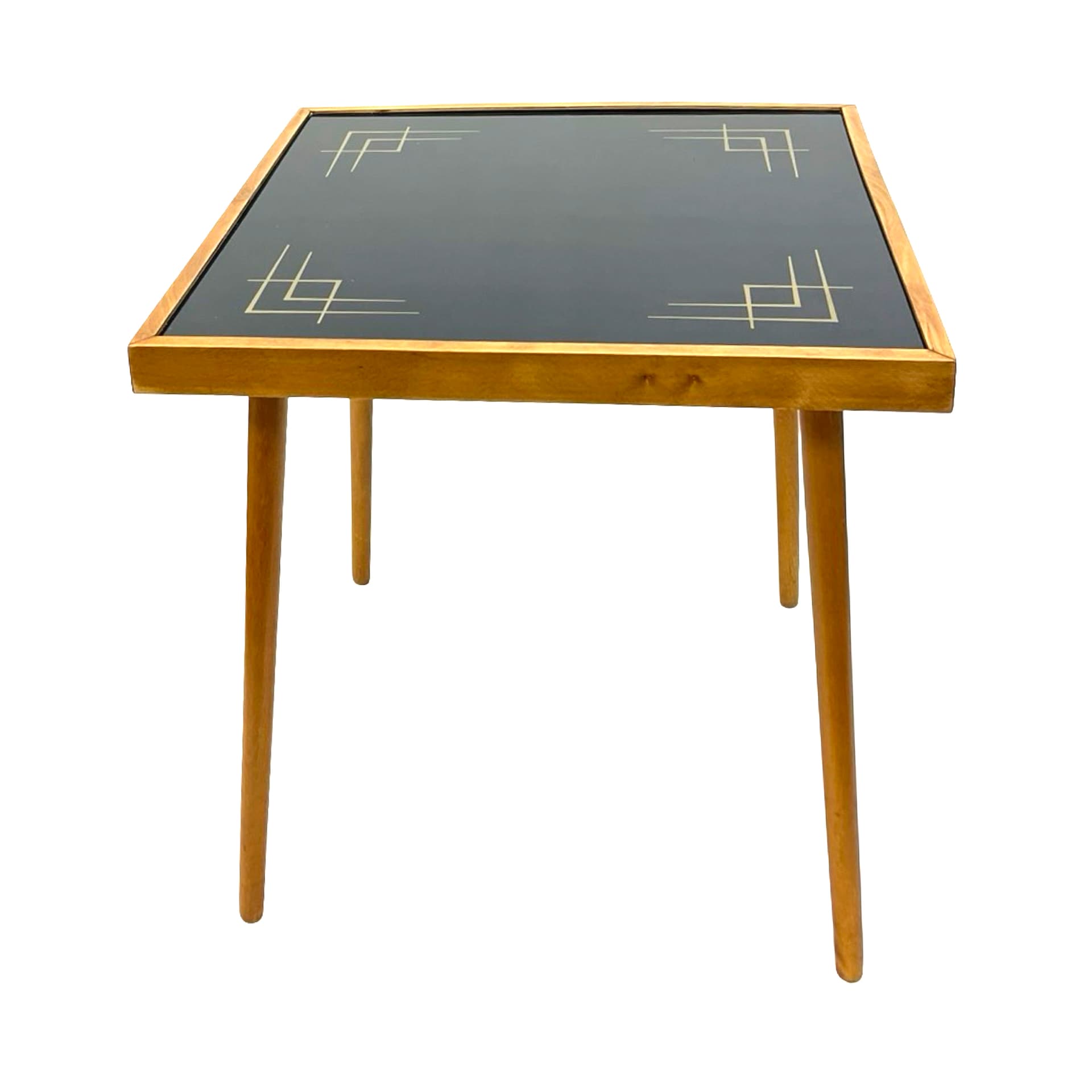 Stolik kawowy, szkło czarne, buk jasnobrązowy, Alfred Busch, Niemcy, lata 60. - 222695