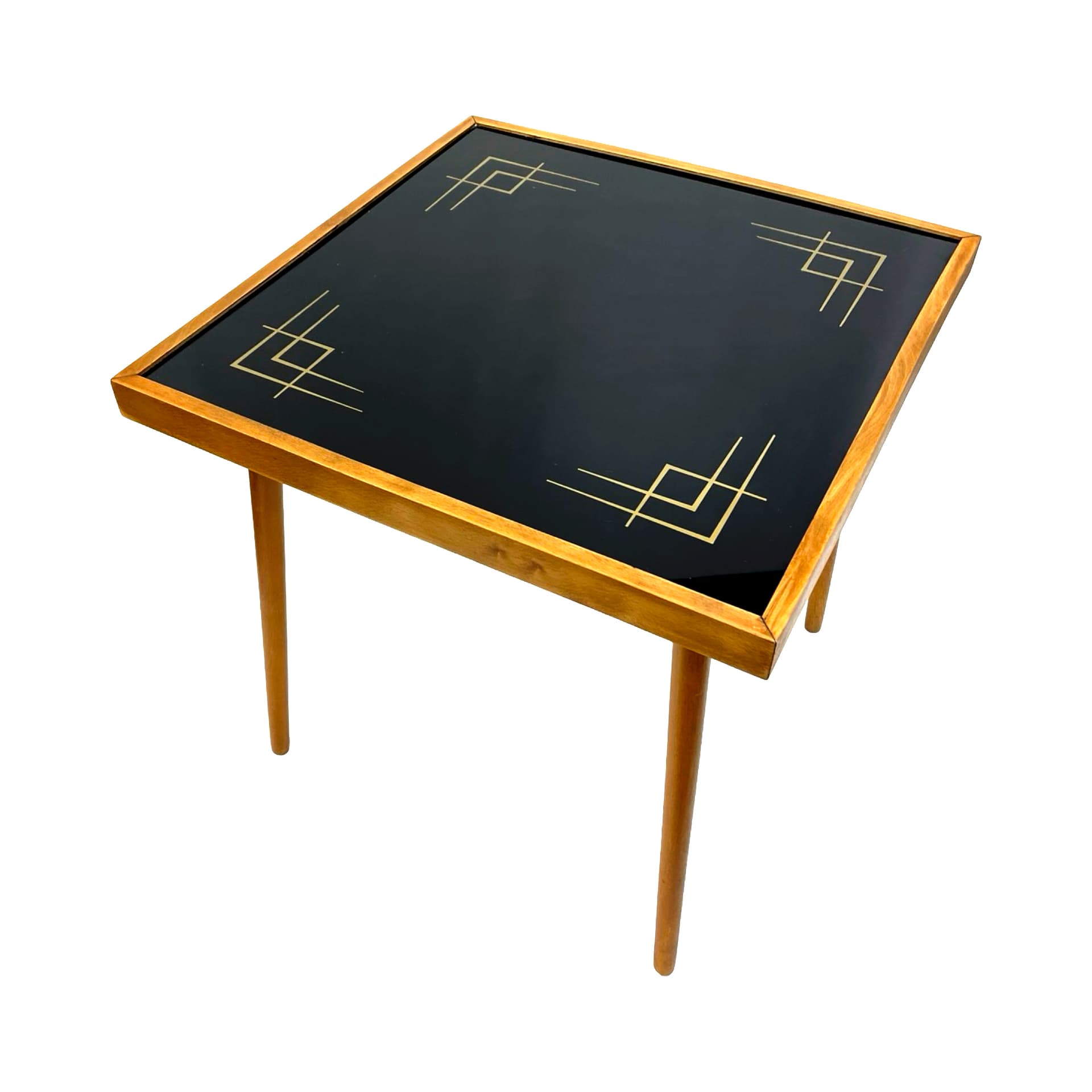 Stolik kawowy, szkło czarne, buk jasnobrązowy, Alfred Busch, Niemcy, lata 60. - 222692