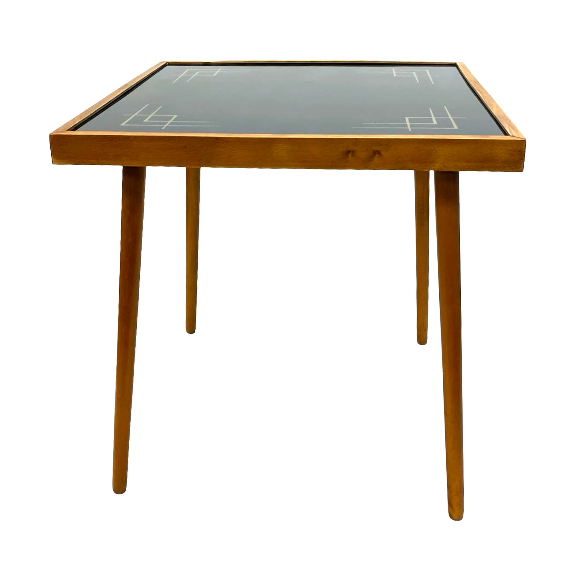 Stolik kawowy, szkło czarne, buk jasnobrązowy, Alfred Busch, Niemcy, lata 60. - 222694