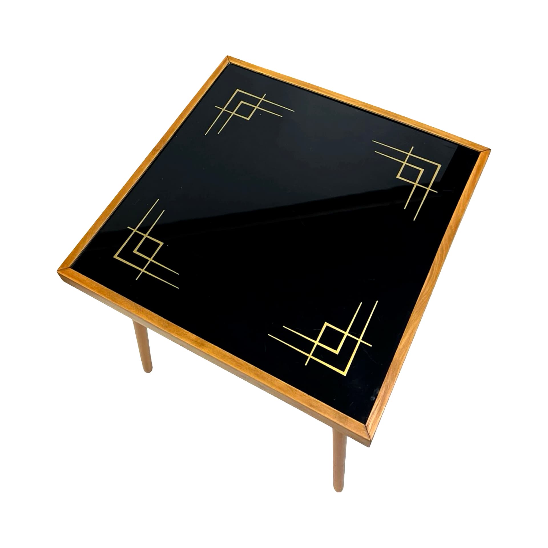 Stolik kawowy, szkło czarne, buk jasnobrązowy, Alfred Busch, Niemcy, lata 60. - 222691