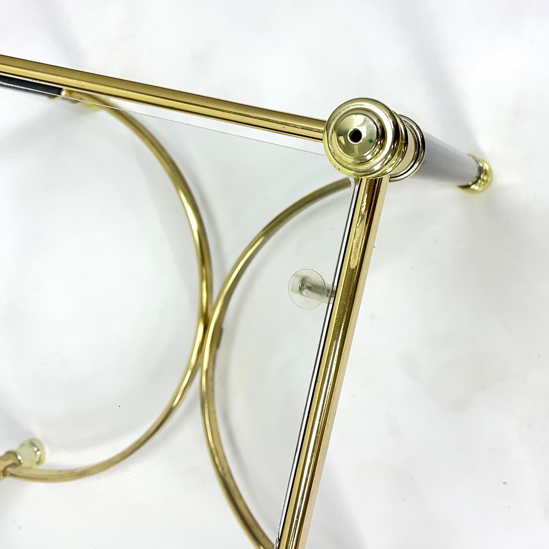 Stolik pomocniczy Hollywood Regency, mosiądz złoty, szkło transparentne, Niemcy, lata 70. - 222724