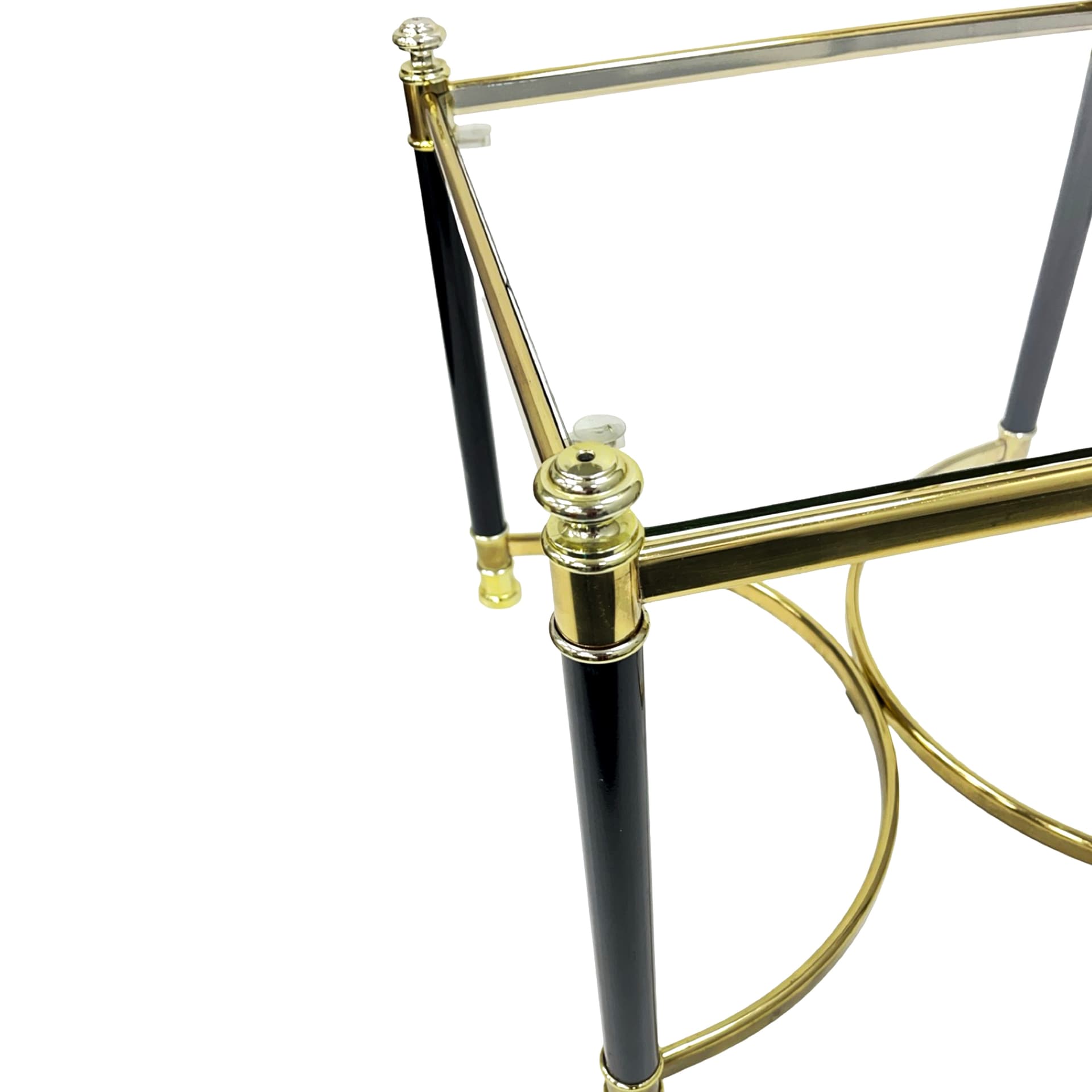 Stolik pomocniczy Hollywood Regency, mosiądz złoty, szkło transparentne, Niemcy, lata 70. - 222715