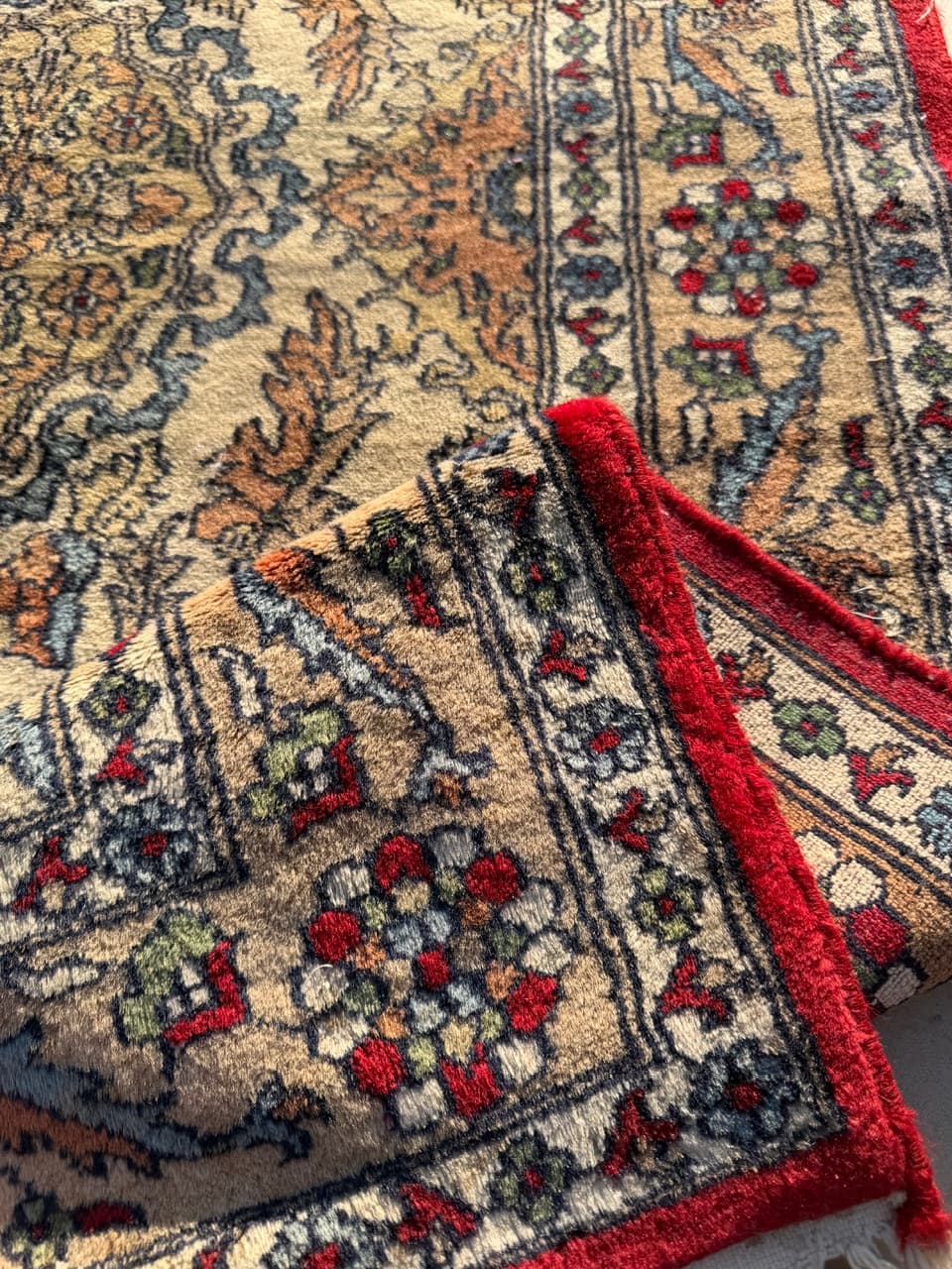 Dywan Qom, 180x94 cm, beżowy, wełna kaszmirowa, Pakistan - 222828