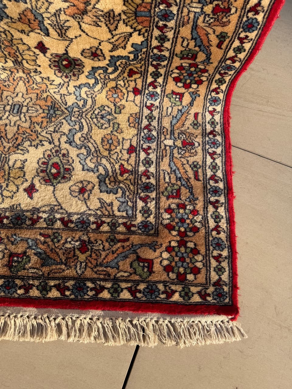 Dywan Qom, 180x94 cm, beżowy, wełna kaszmirowa, Pakistan - 222825