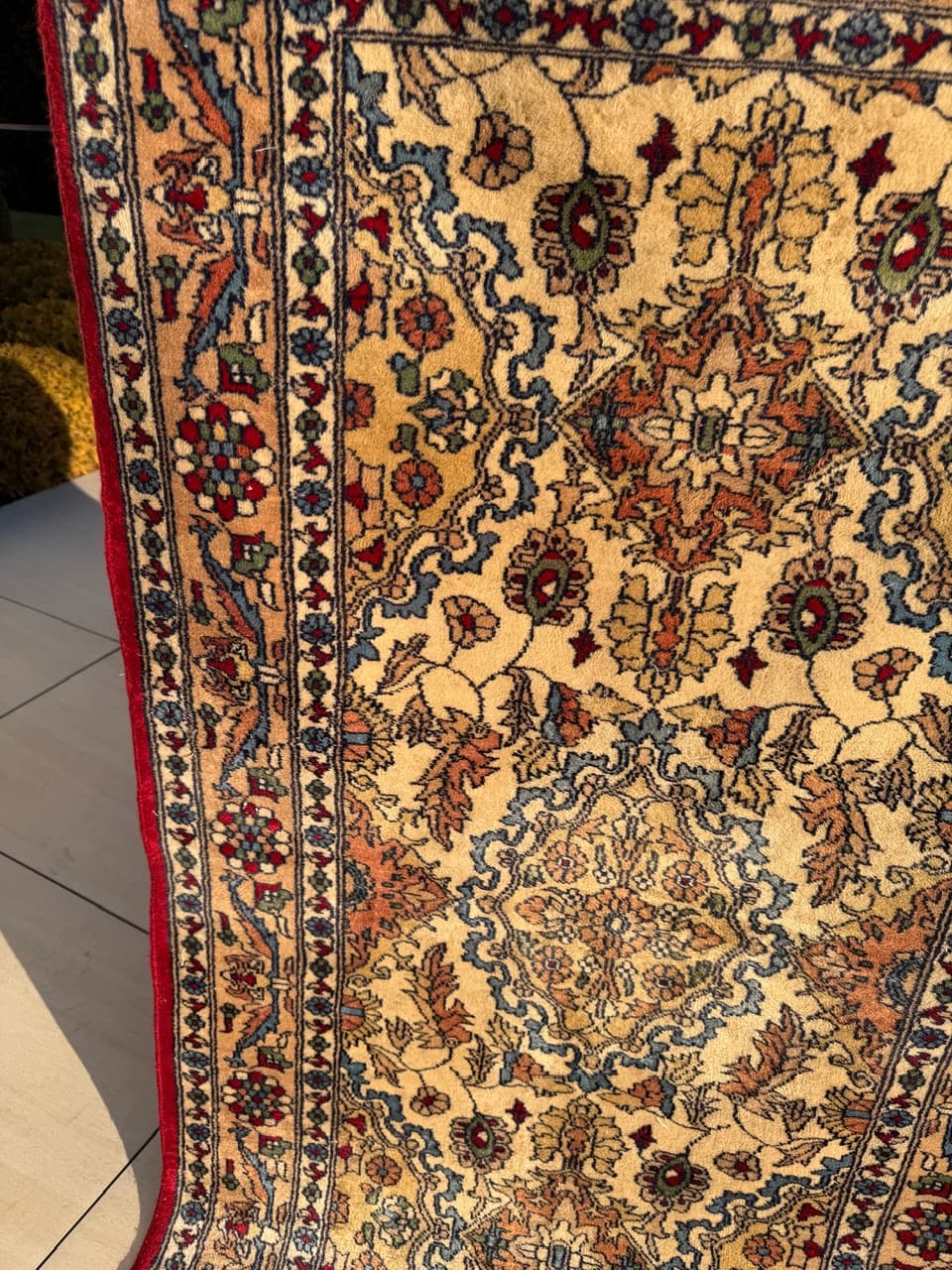 Dywan Qom, 180x94 cm, beżowy, wełna kaszmirowa, Pakistan - 222823