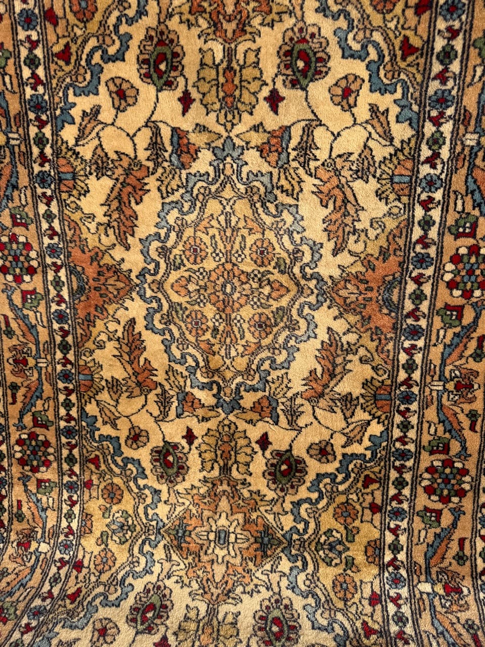 Dywan Qom, 180x94 cm, beżowy, wełna kaszmirowa, Pakistan - 222819