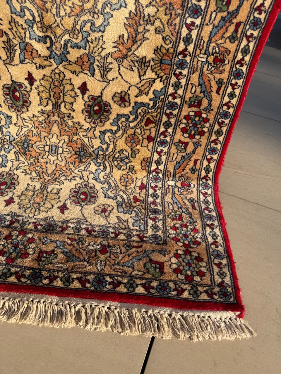 Dywan Qom, 180x94 cm, beżowy, wełna kaszmirowa, Pakistan - 222821