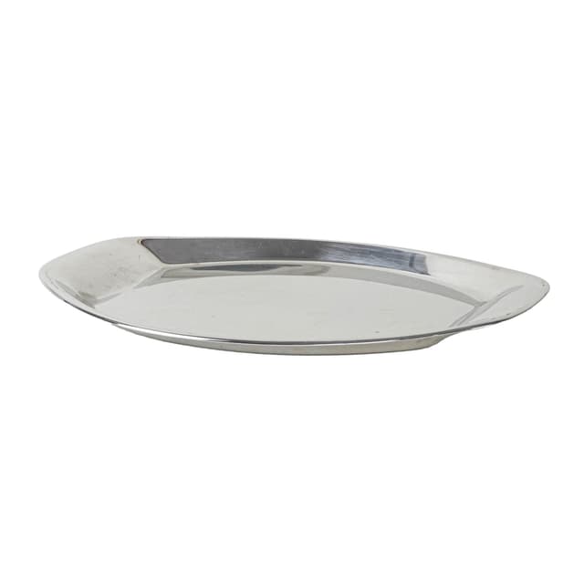 Oval tray, silver steel, Italy, 1980s. - DIMENSION
