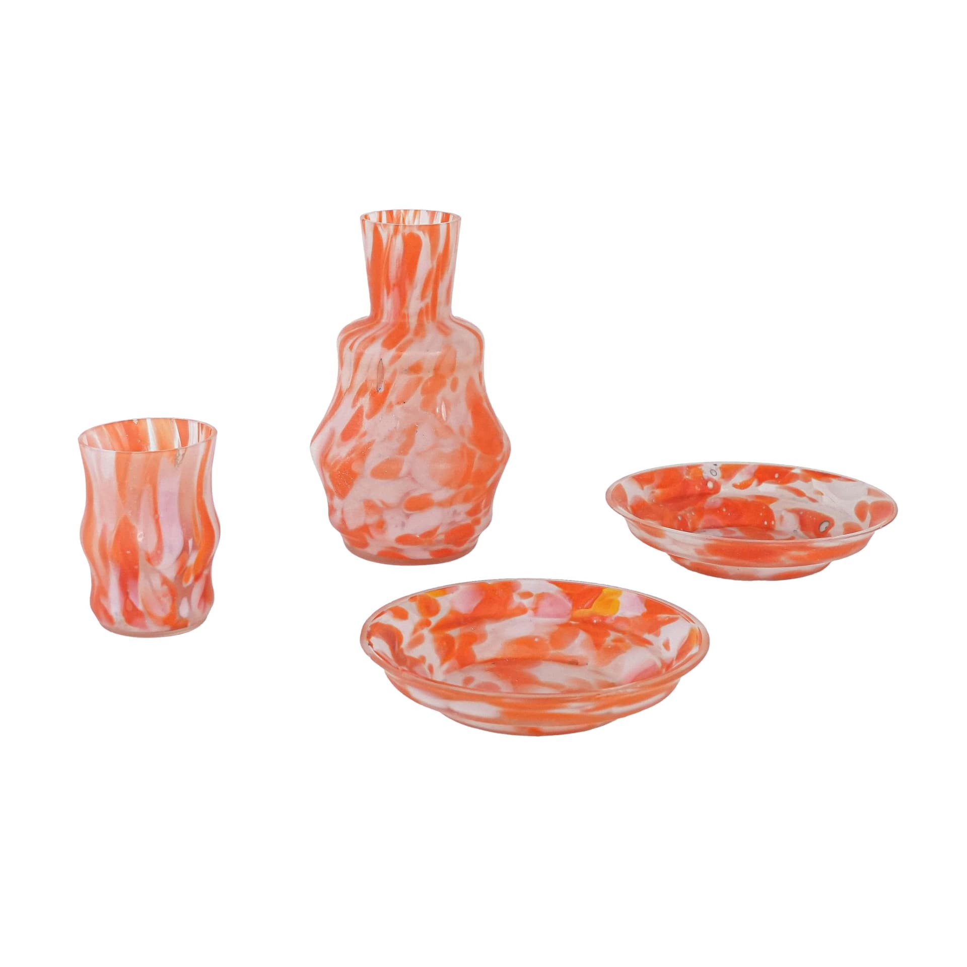 Set of art glass, orange, glass, Italy, 1970s.