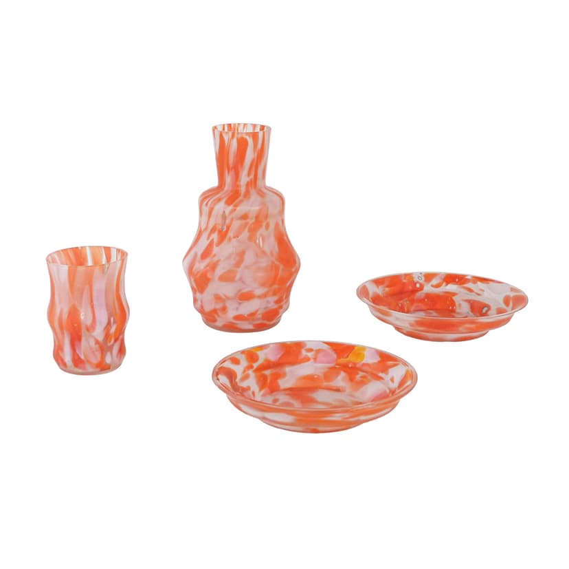 Set of art glass, orange, glass, Italy, 1970s.
