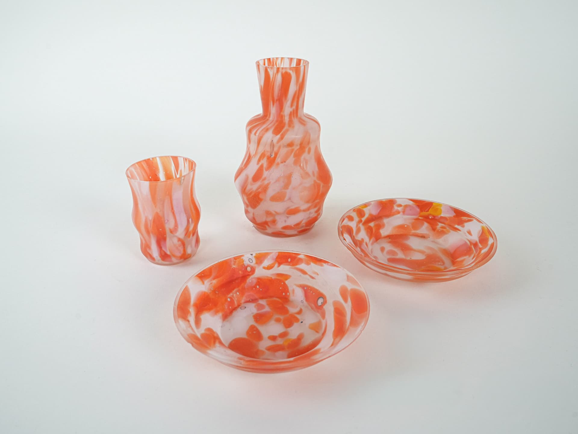 Set of art glass, orange, glass, Italy, 1970s. - 222890