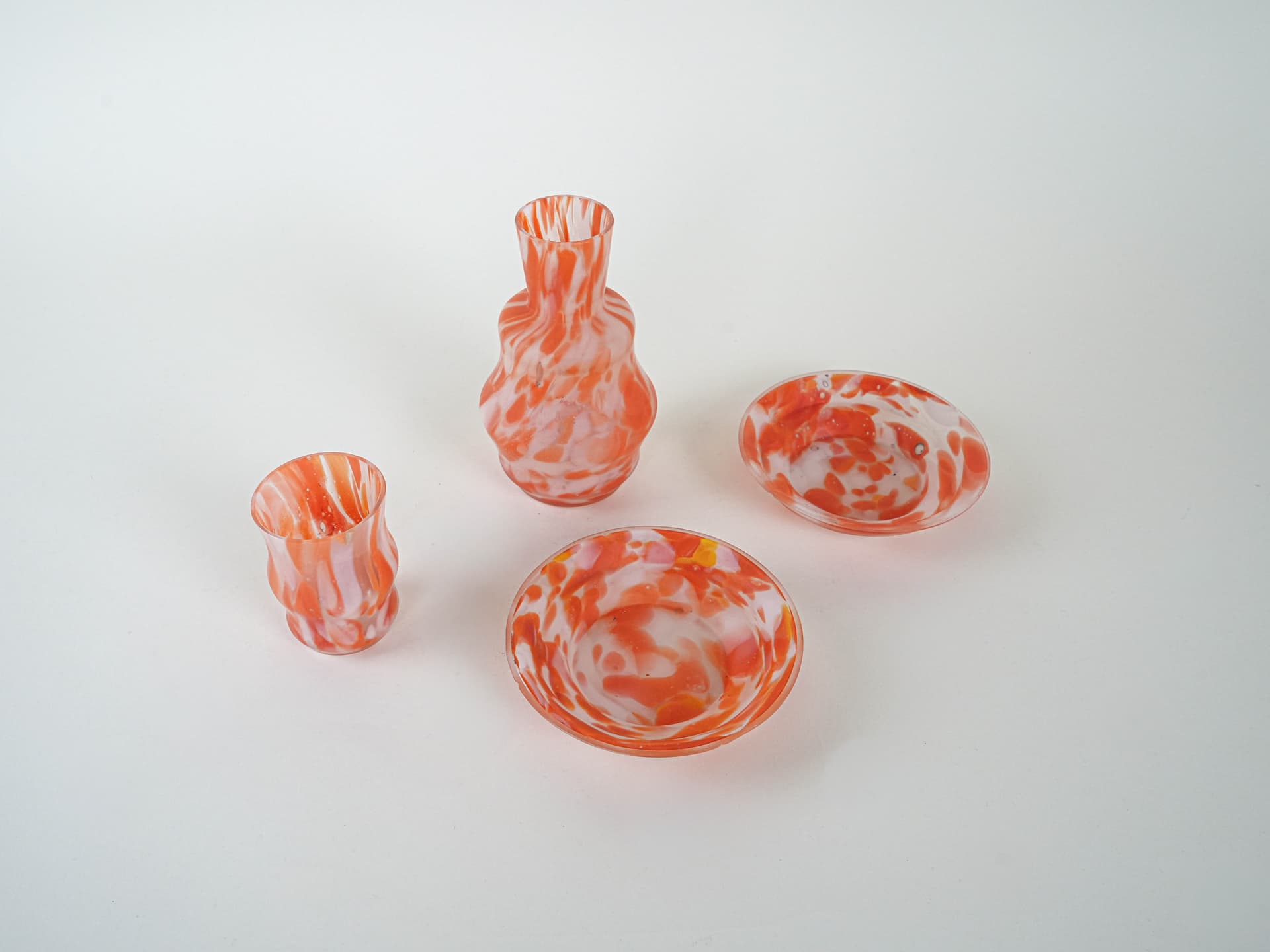Set of art glass, orange, glass, Italy, 1970s. - 222889