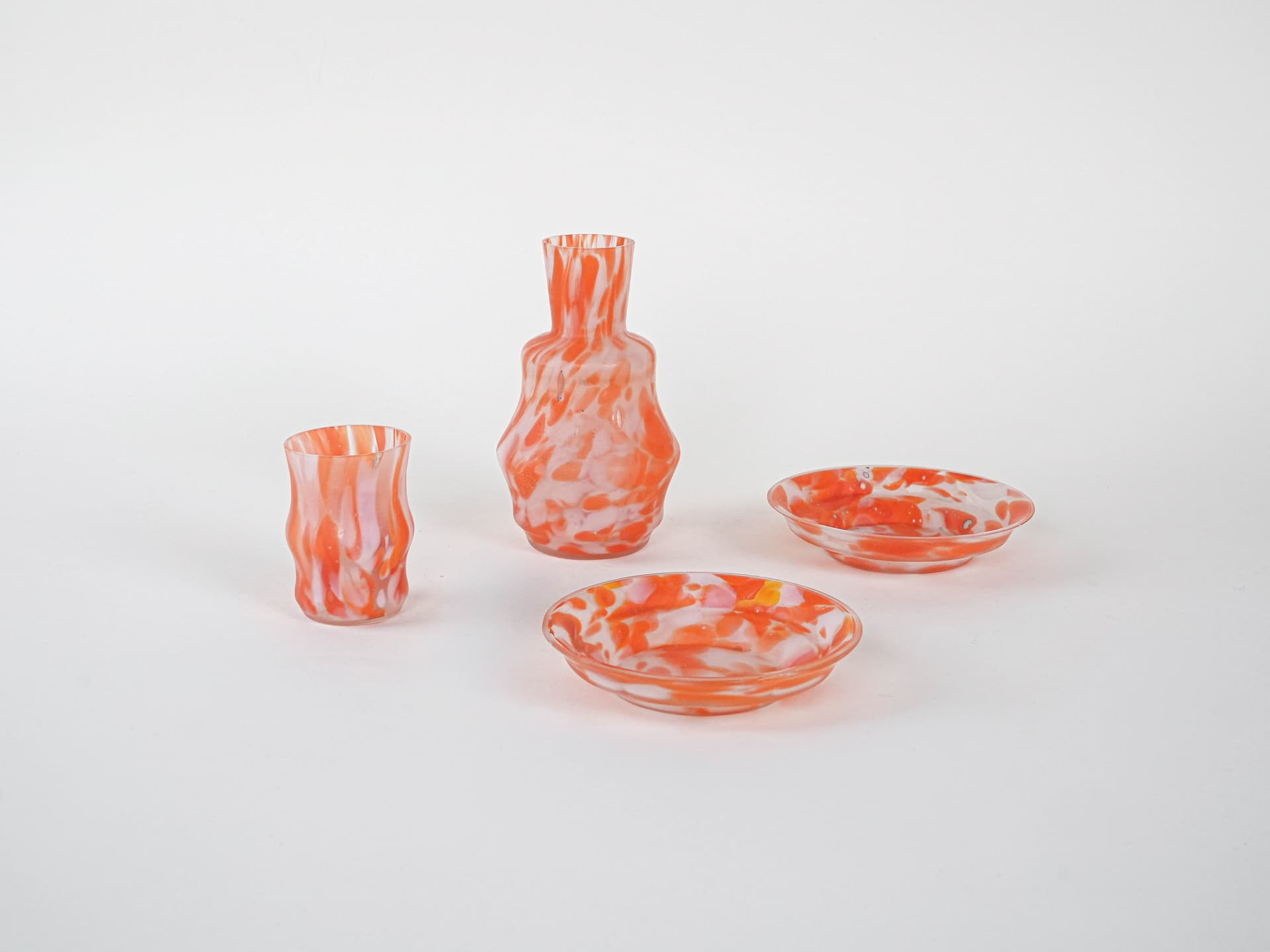 Set of art glass, orange, glass, Italy, 1970s. - 222888