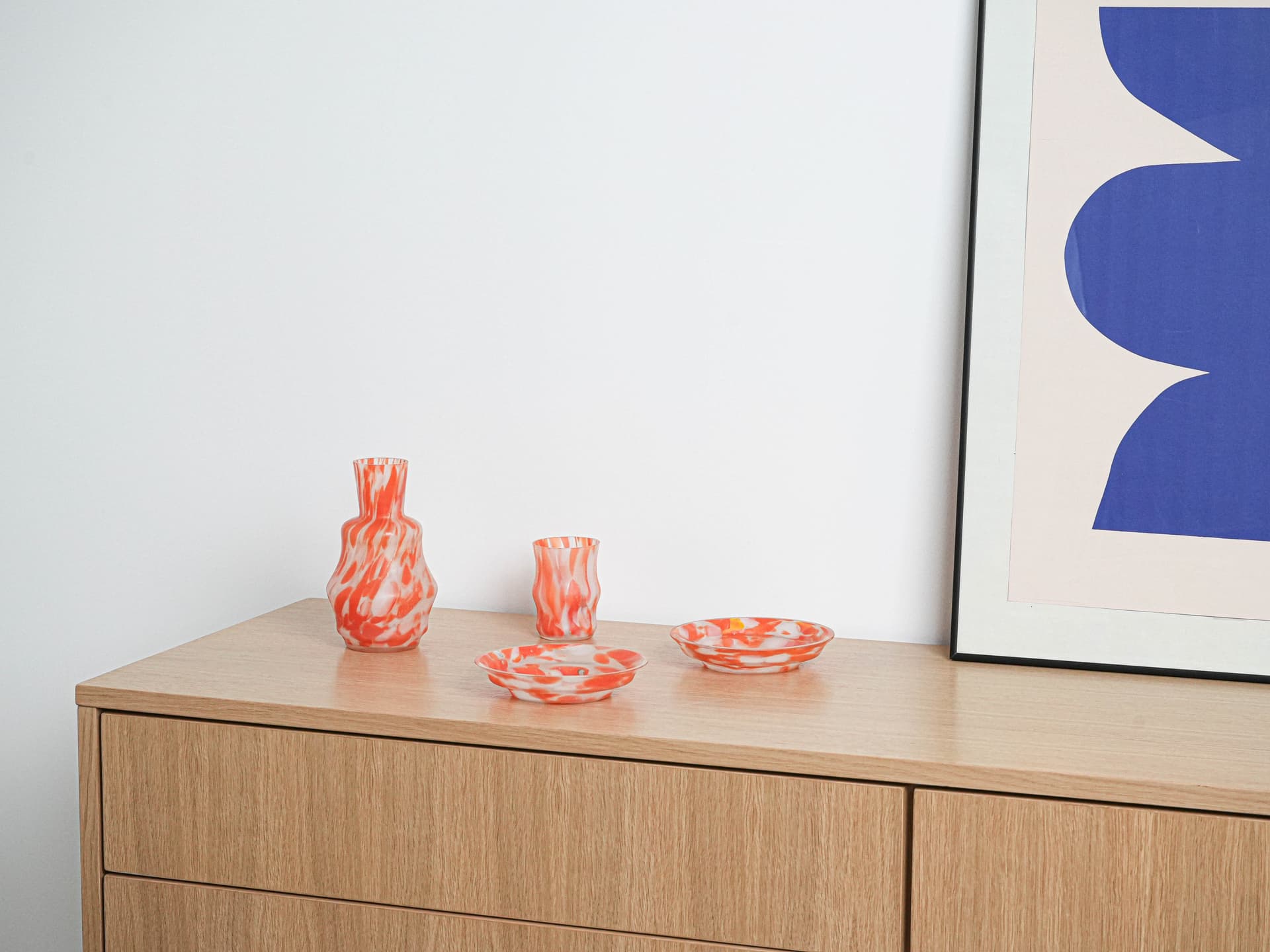 Set of art glass, orange, glass, Italy, 1970s. - 222887