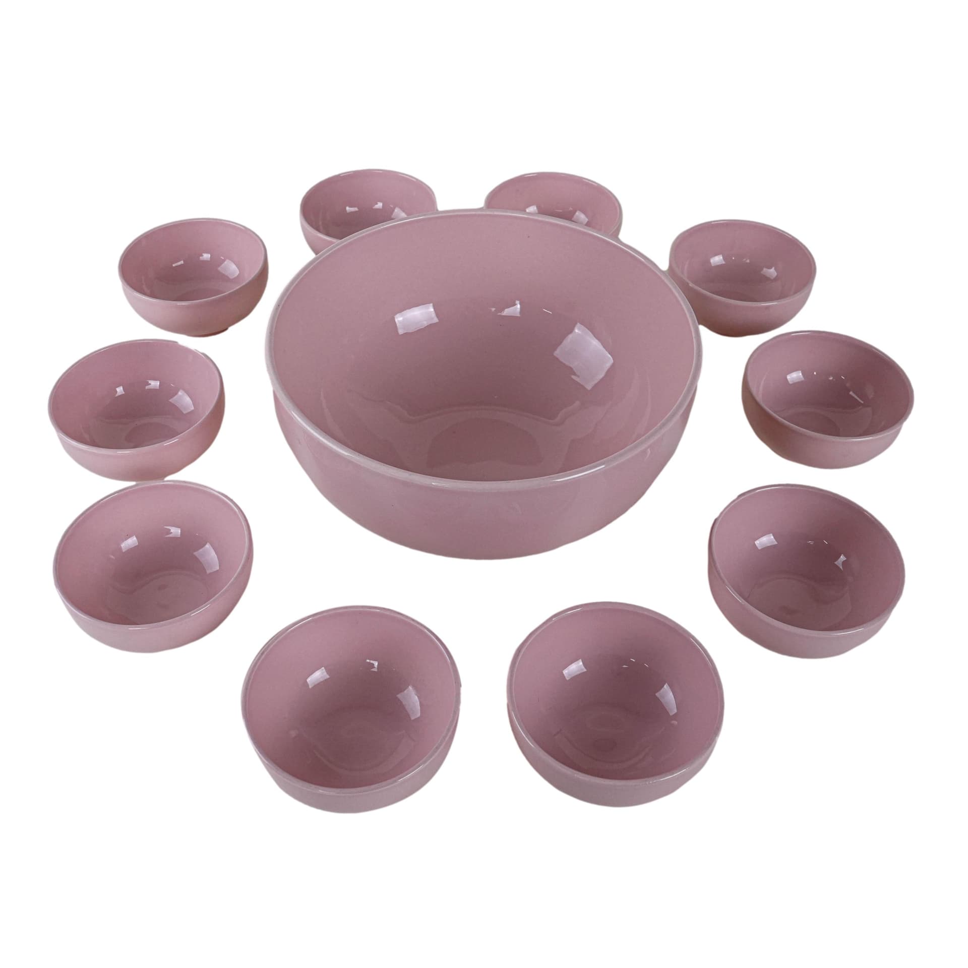 Set of bowls, pink ceramic, France, 1980s.
