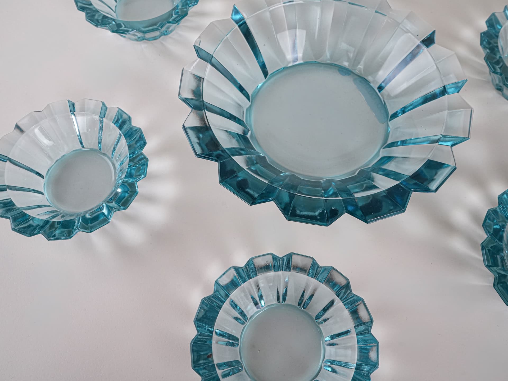 Set of Decorative Bowls, Turquoise Glass, Italy, 1970s. - 222921