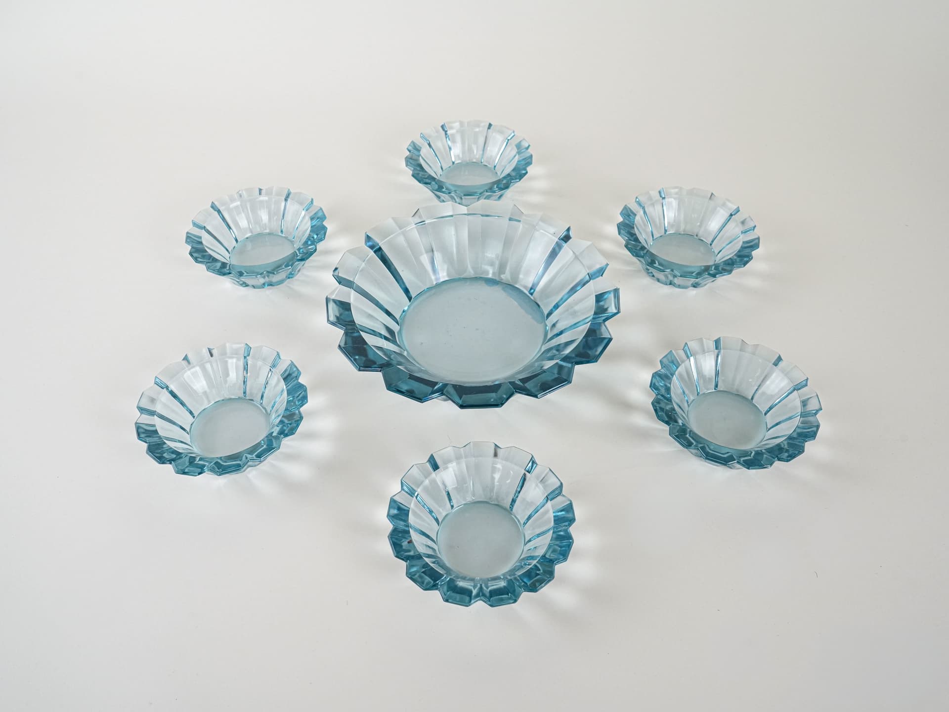 Set of Decorative Bowls, Turquoise Glass, Italy, 1970s. - 222919