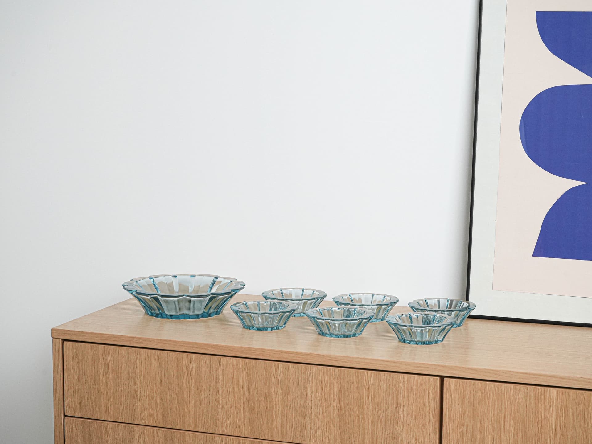 Set of Decorative Bowls, Turquoise Glass, Italy, 1970s. - 222917