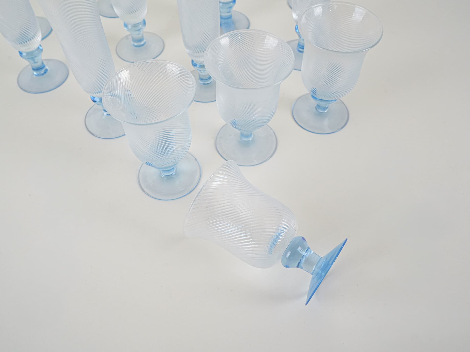 Komplet kieliszków, transparentne szkło, Włochy, lata 70. - 222927