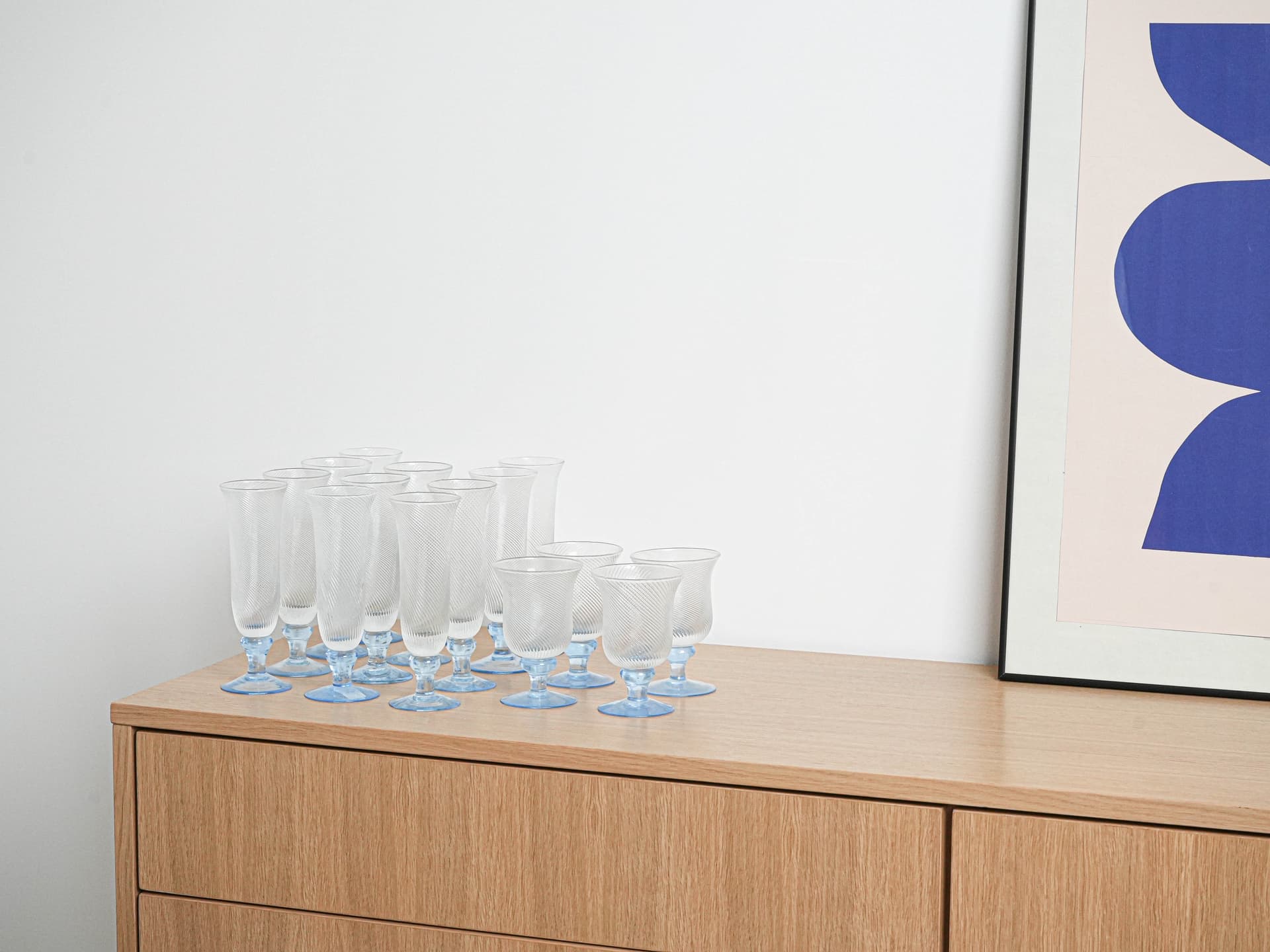 Komplet kieliszków, transparentne szkło, Włochy, lata 70. - 222923