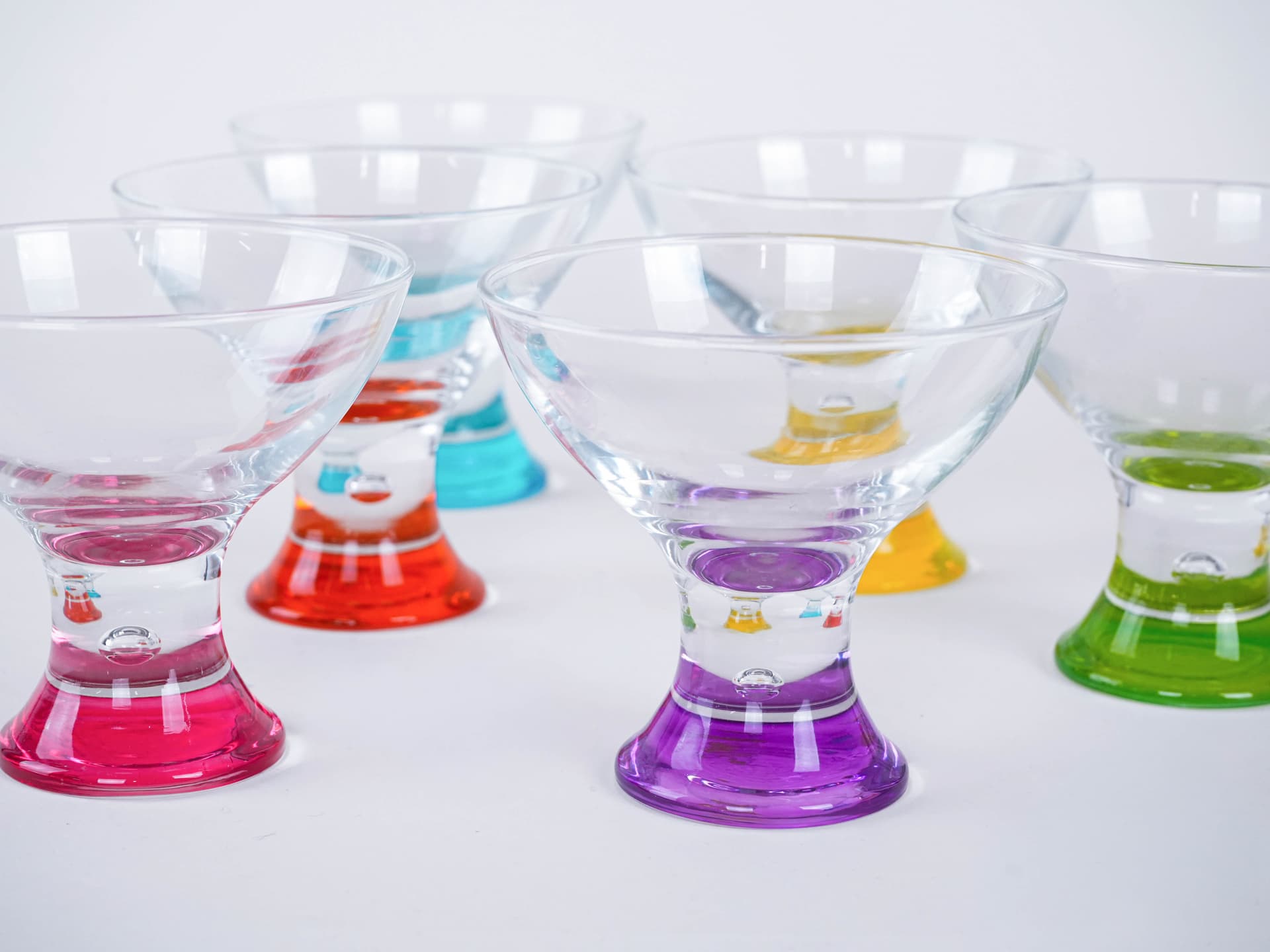 Komplet pucharków deserowych, multikolor, szkło, Włochy, lata 80. - 222934