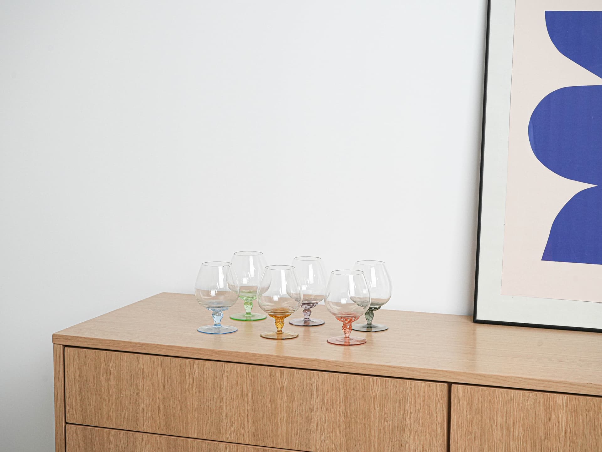 Komplet kieliszków do koniaku, multikolor, szkło, Włochy, lata 70. - 222951