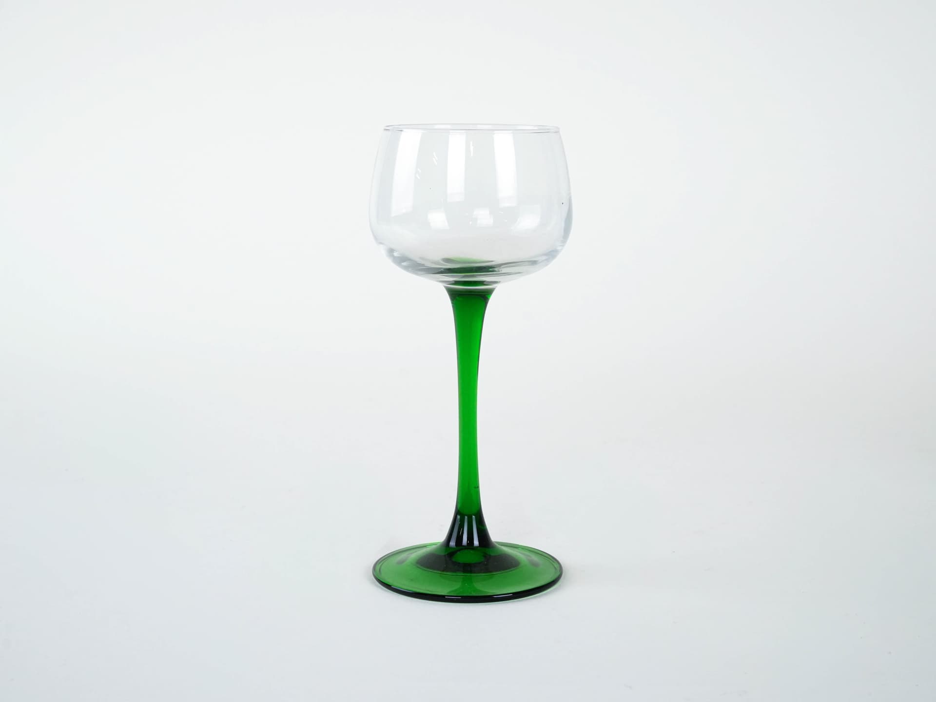 Komplet kieliszków do wina, transparentne szkło, szkło zielone, Włochy, lata 70. - 222979