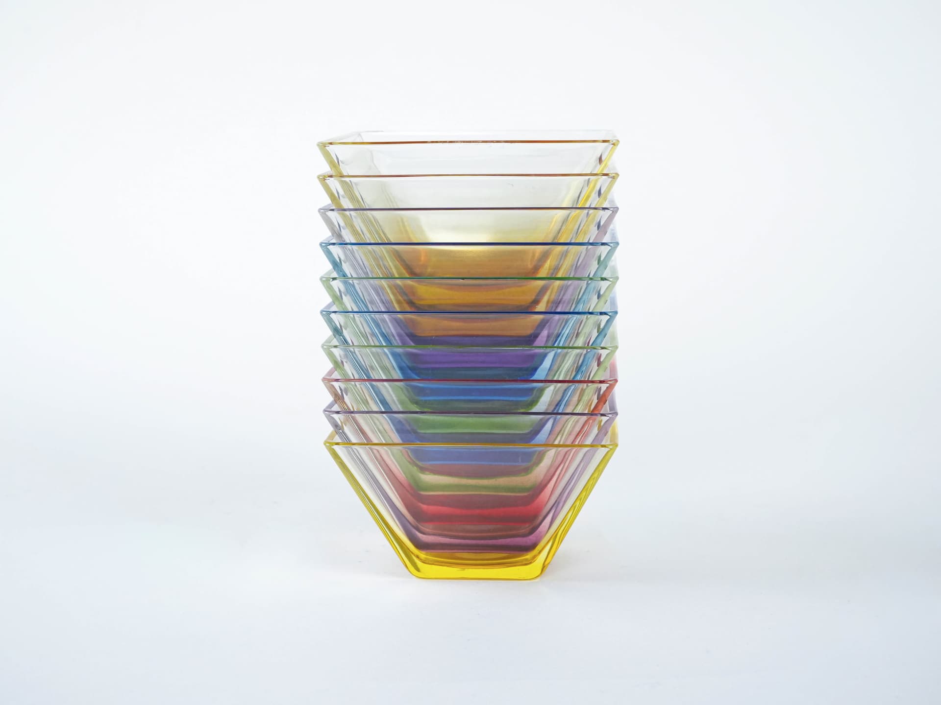 Set of Square Bowls, multicolor glass, Italy, 1980s. - 222997