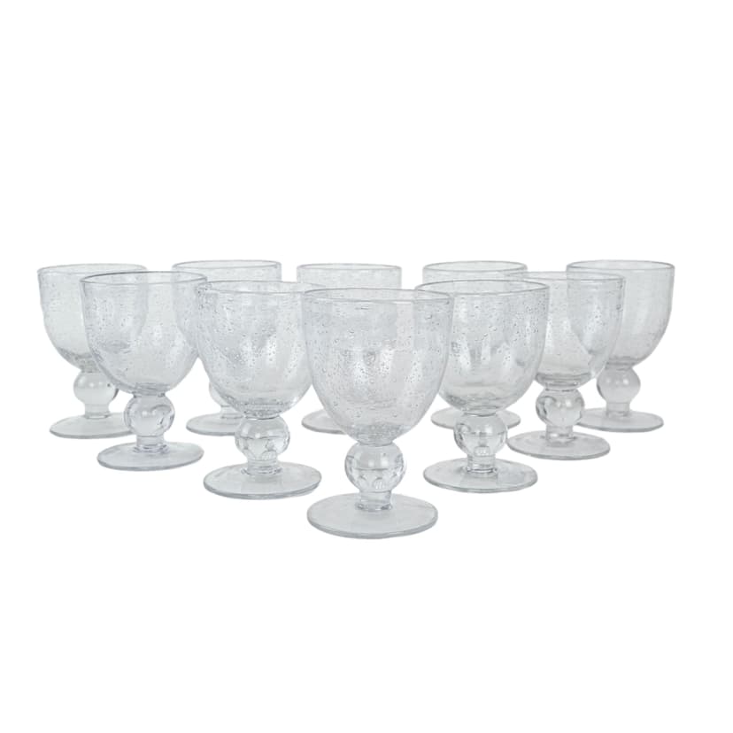 Komplet kieliszków, transparentne szkło, Włochy, lata 70.