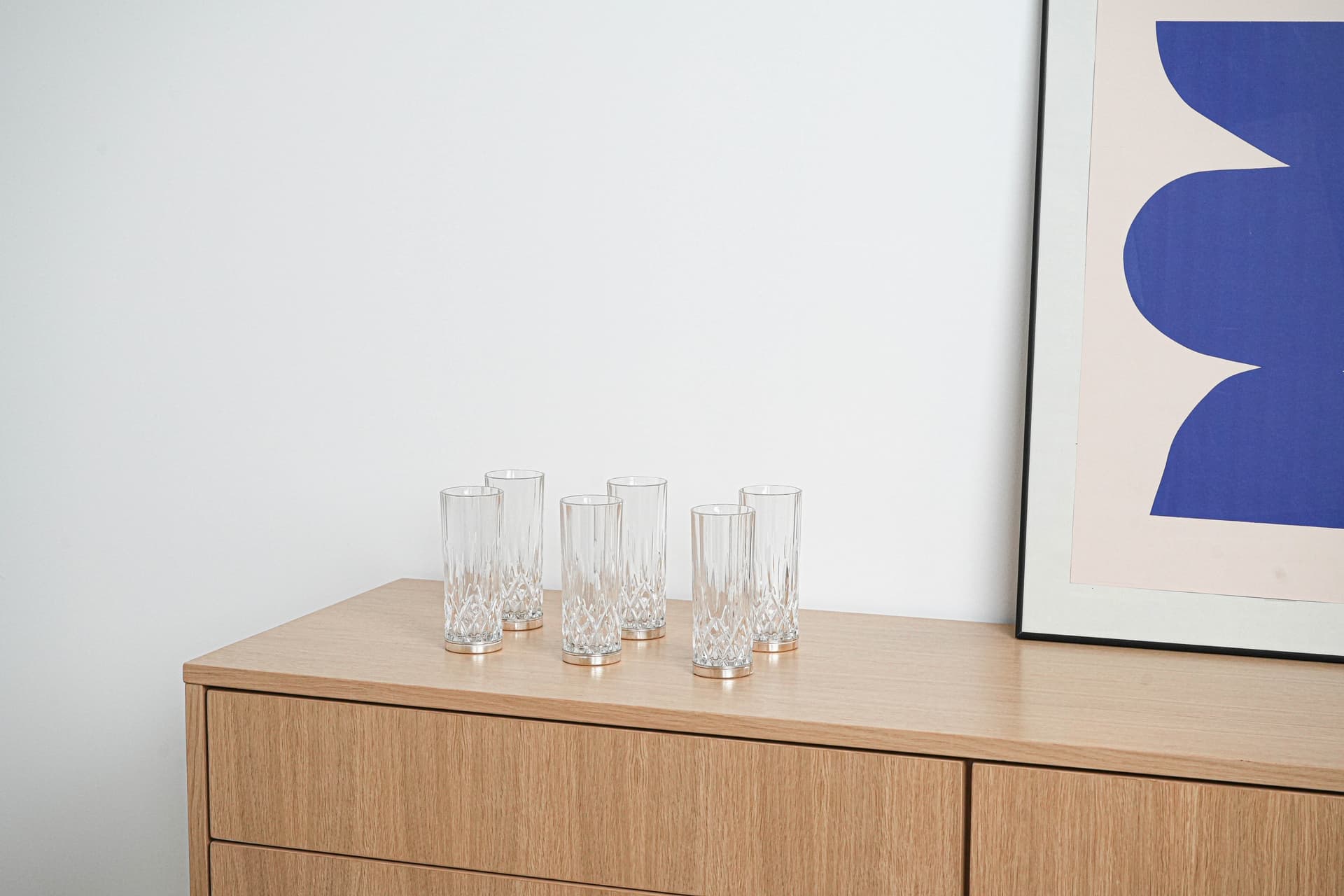 Komplet szklanek, transparentny kryształ, Włochy, lata 60. - 223056