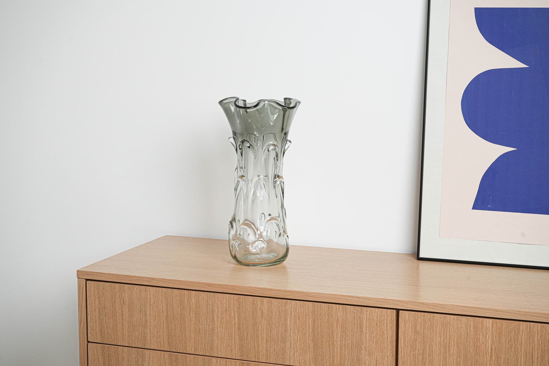 Wazon Murano, szary, szkło, Włochy, lata 60. - 223073