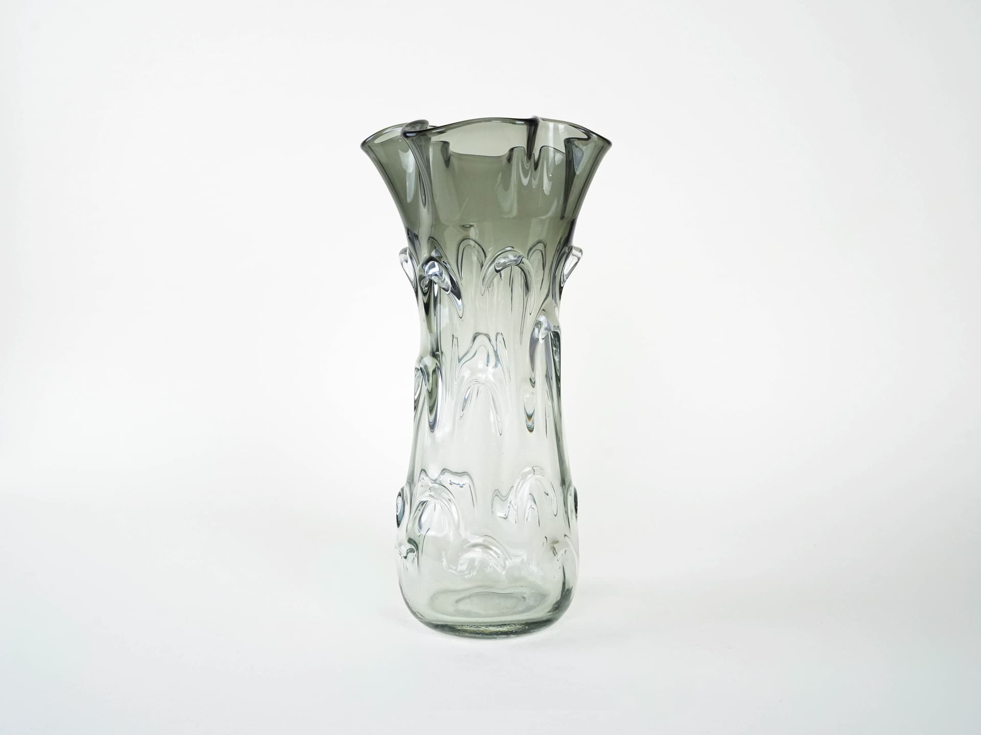 Wazon Murano, szary, szkło, Włochy, lata 60. - 223074