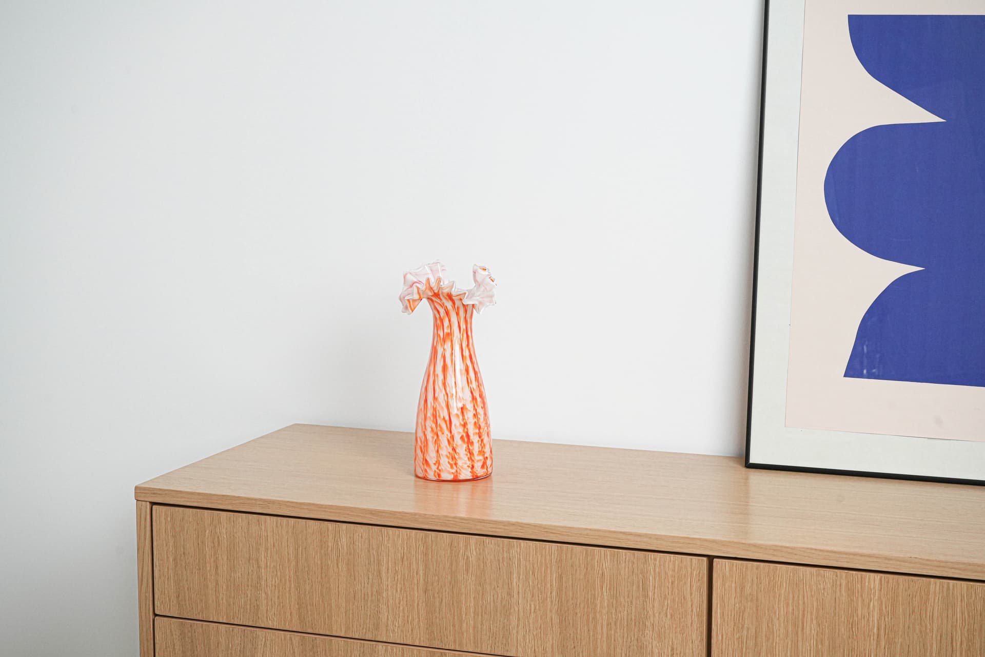 Wazon, pomarańczowy, szkło, Włochy, lata 60. - 223081