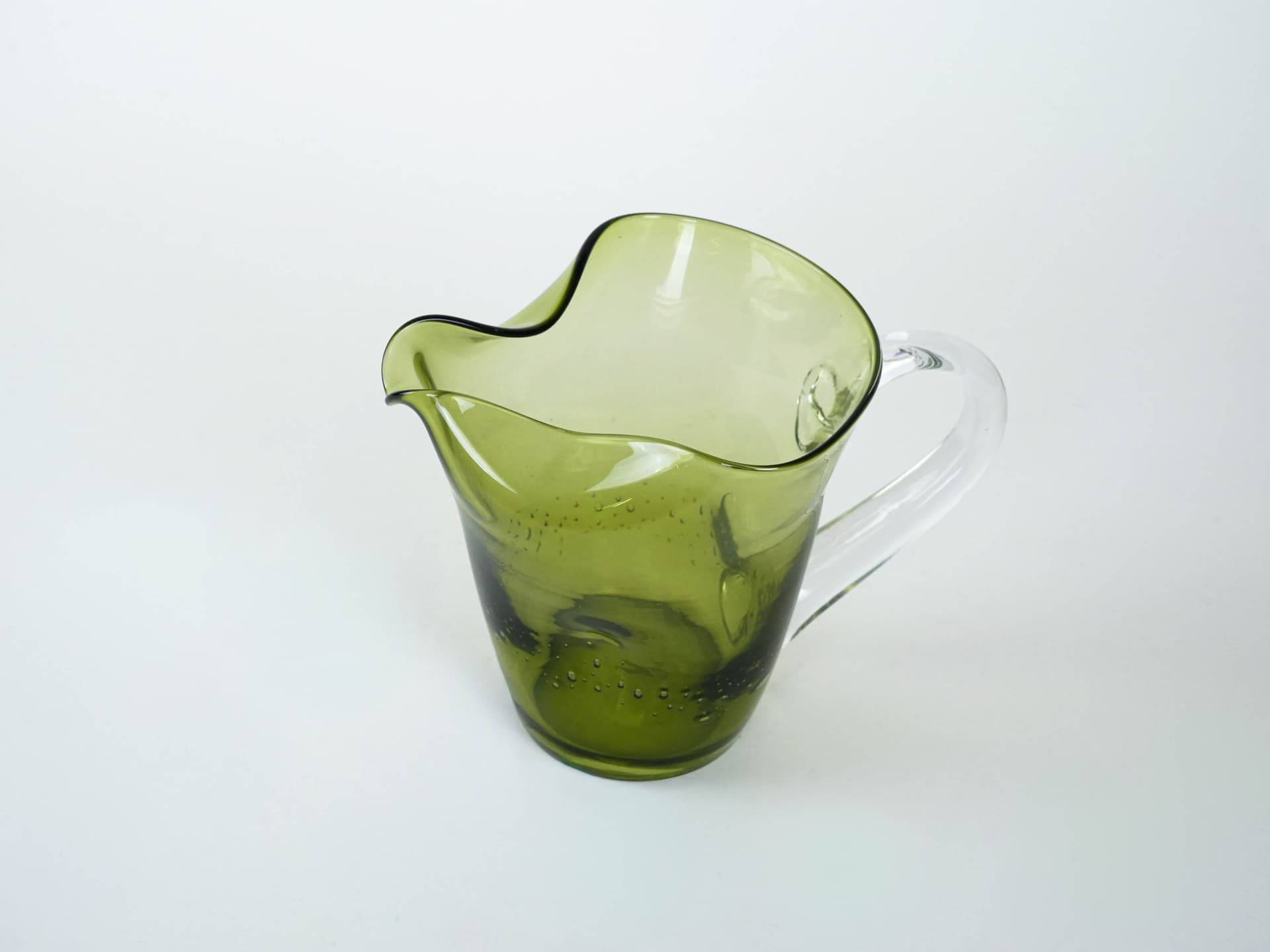 Dzbanek, oliwkowy, szkło, Włochy, lata 60. - 223102