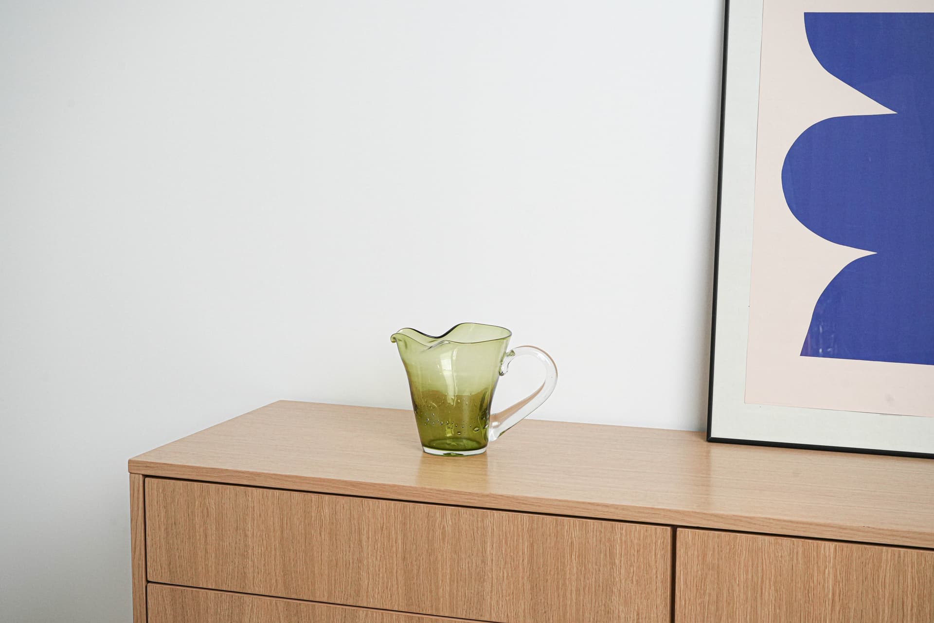 Dzbanek, oliwkowy, szkło, Włochy, lata 60. - 223099