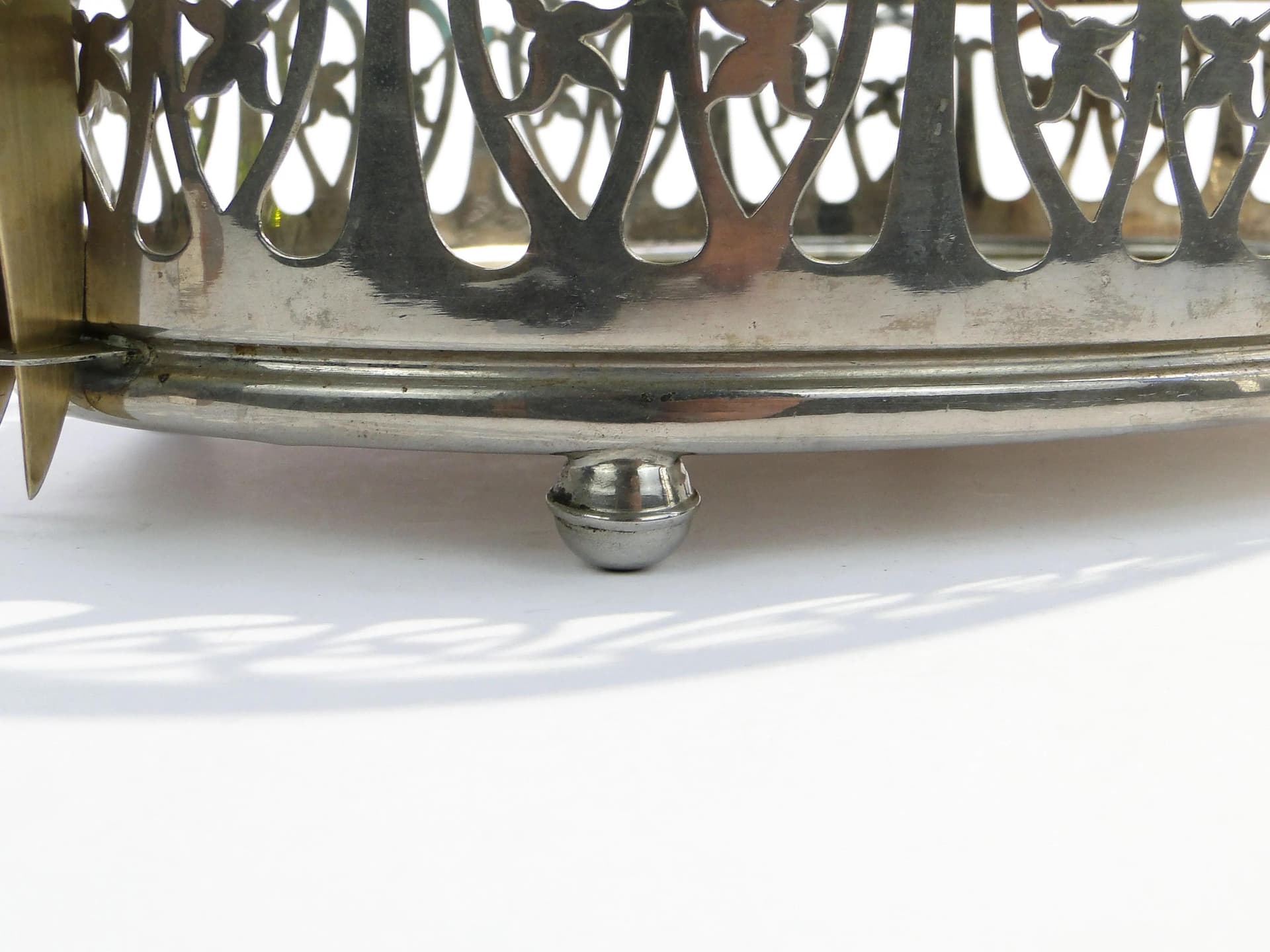 Fruit Bowl Art Nouveau, silvered brass, ceramic, Germany, 1920s - 16246