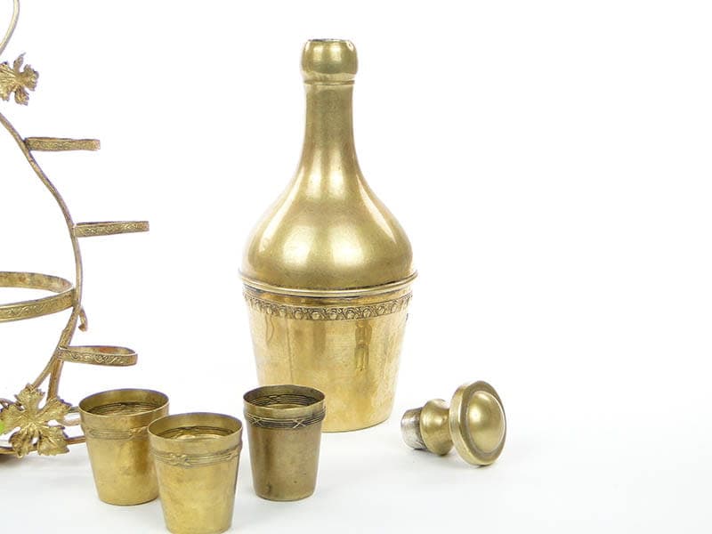 Art Nouveau Grappa Set, golden brass, Austria, early 20th c. - 223155