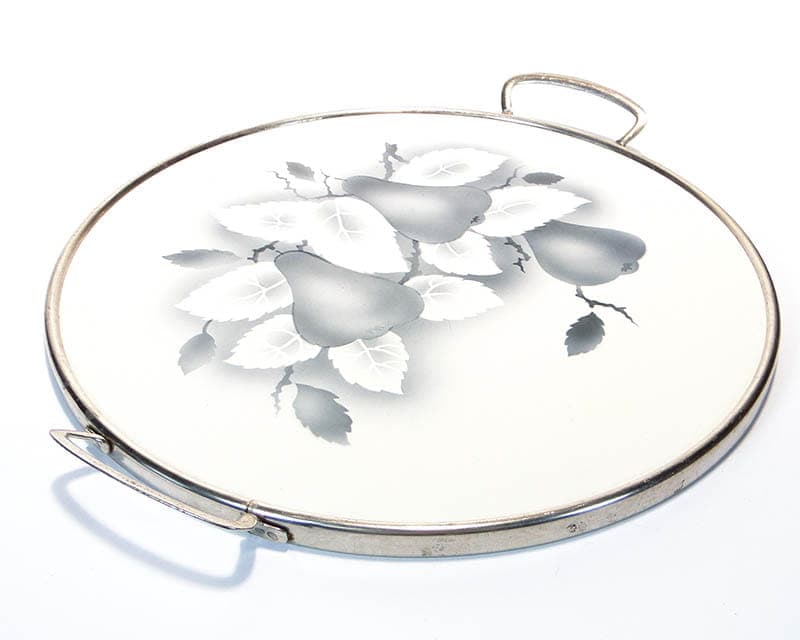 Taca secesyjna, szara, ceramika, mosiądz, Niemcy, lata 20. - 223211