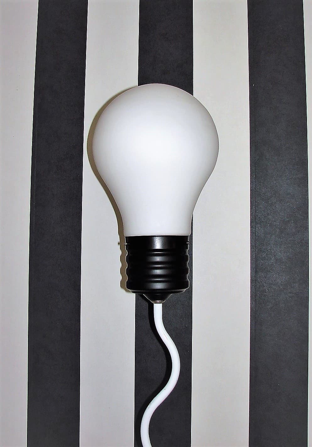 Floor lamp Bulb, black metal, glass, 1980s. - 223226