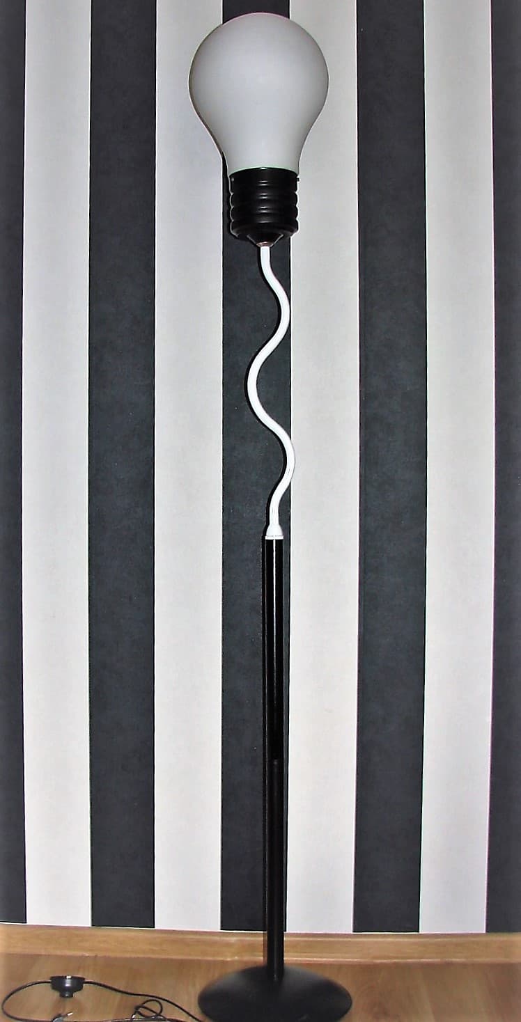 Floor lamp Bulb, black metal, glass, 1980s. - 223222