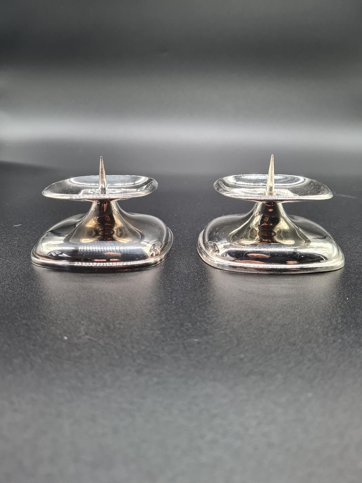 Para świeczników, Mid-Century Modern, srebrny, metal chromowany, WMF, Niemcy, lata 60. - 223231