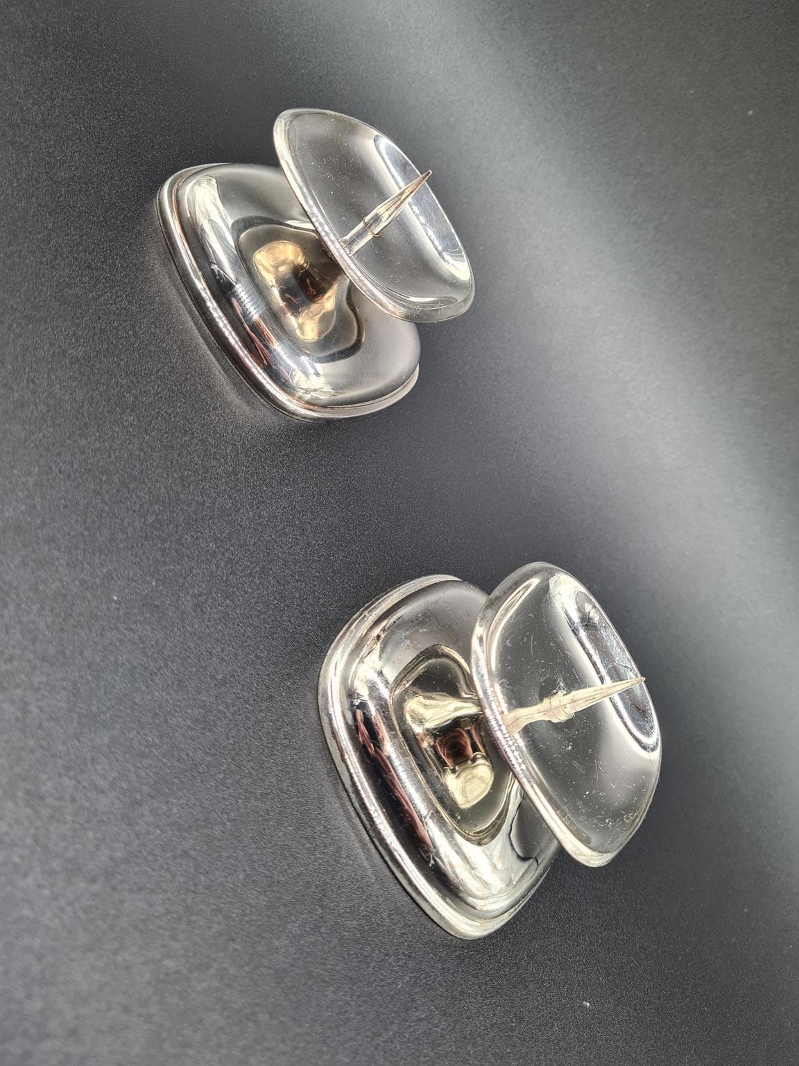 Para świeczników, Mid-Century Modern, srebrny, metal chromowany, WMF, Niemcy, lata 60. - 223234