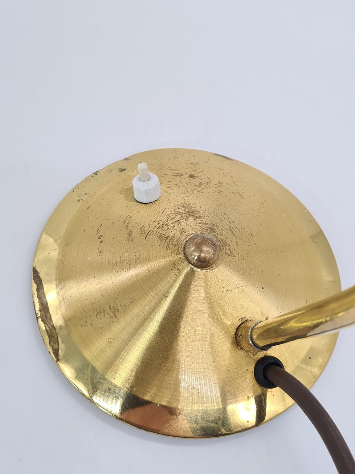 Lampa stołowa, złoty mosiądz, lata 60. - 223273