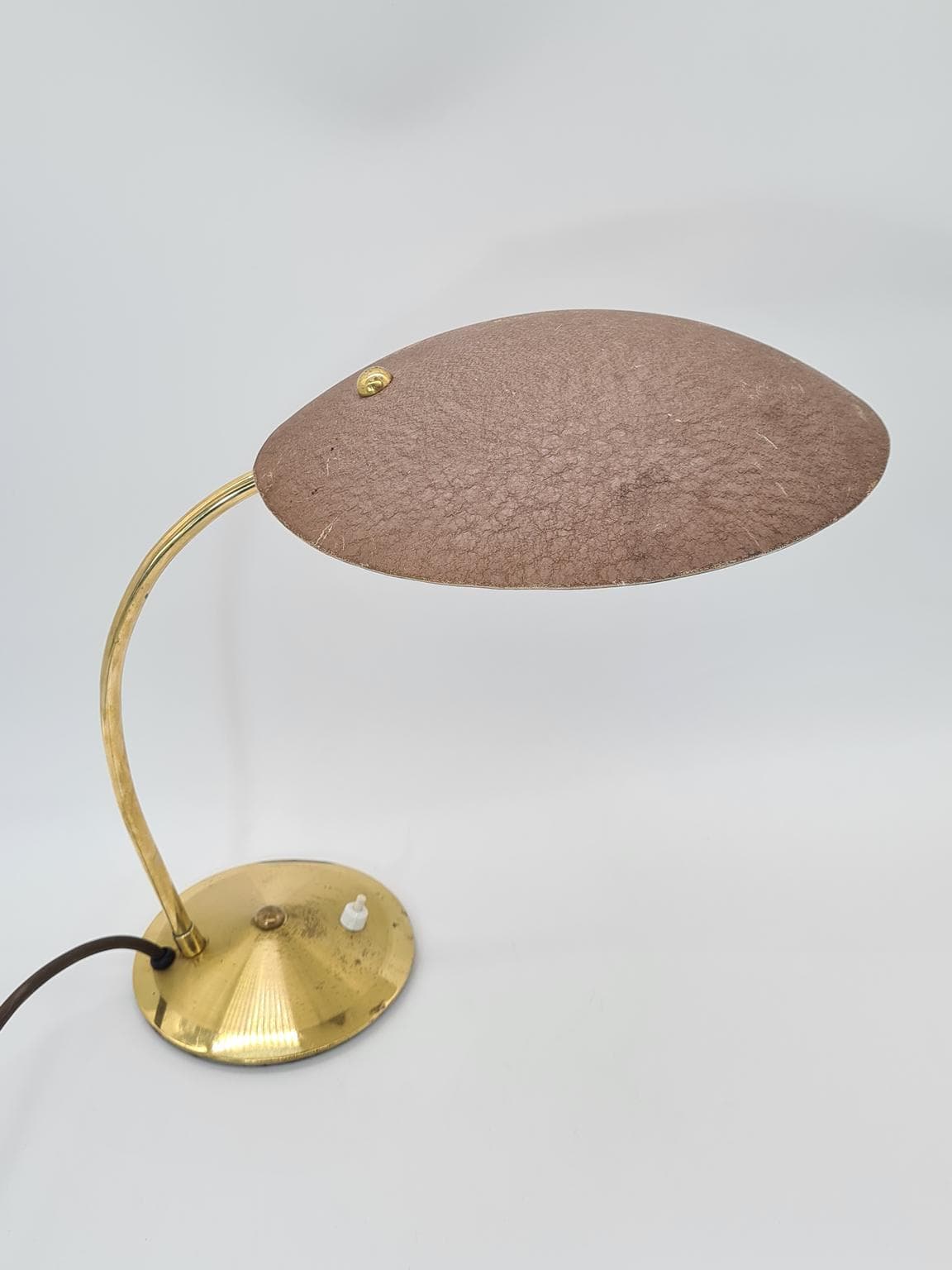 Lampa stołowa, złoty mosiądz, lata 60. - 223279