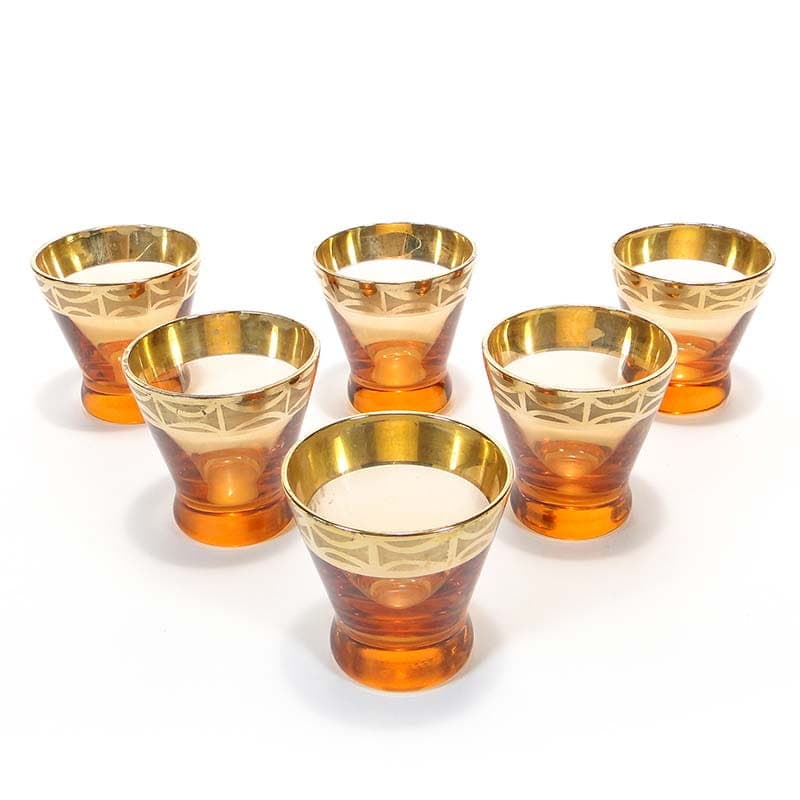 Komplet kieliszków, szkło topazowe żółte, Czechosłowacja, lata 50. - 223282