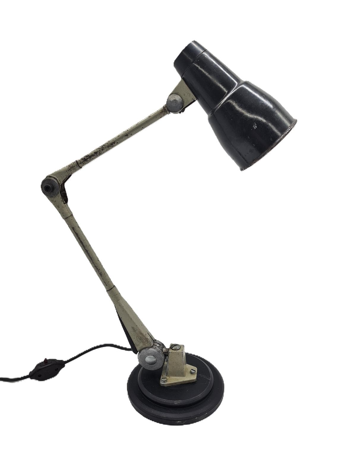 Lampa biurkowa industrialna, beżowy metal, Europa, lata 60.