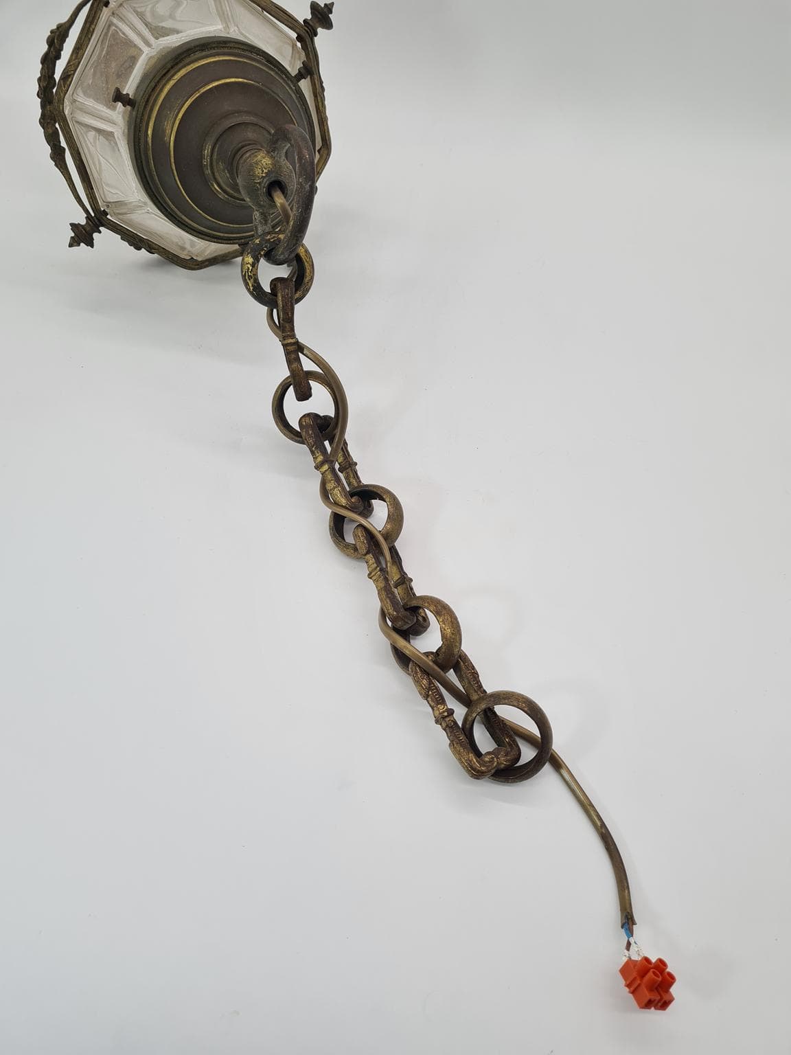 Pendant lamp, aged brass, clear beveled glass, 1960s - 223300