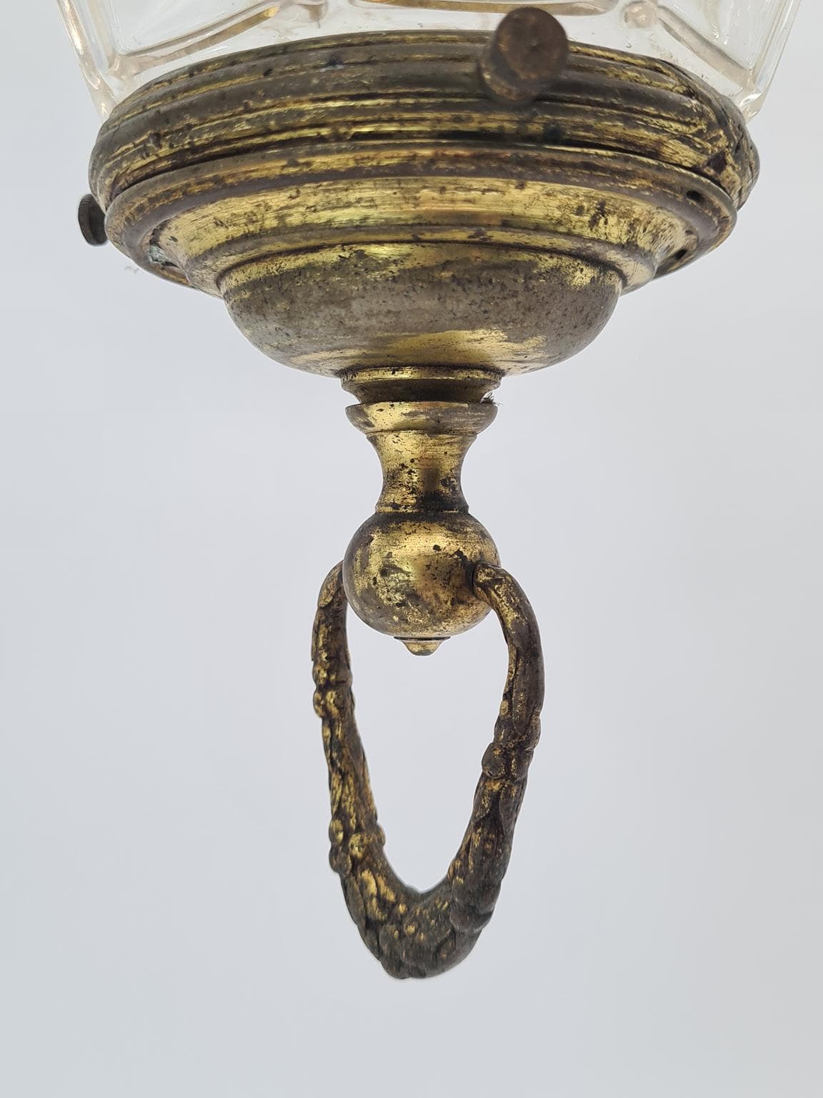 Pendant lamp, aged brass, clear beveled glass, 1960s - 223309